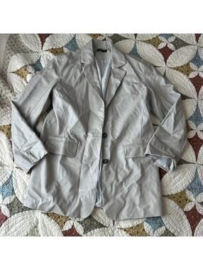 Miou Muse cream khaki faux leather blazer chic formal office work professional